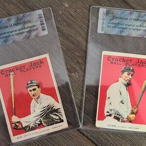 2x 1916 Cracker Jack cards Ty Cobb #30 + Joe Jackson #103 - custom Baseball card